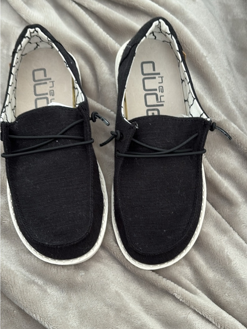 Hey Dude Kids Black Canvas Slip-On Sneakers Size 13 NWOT